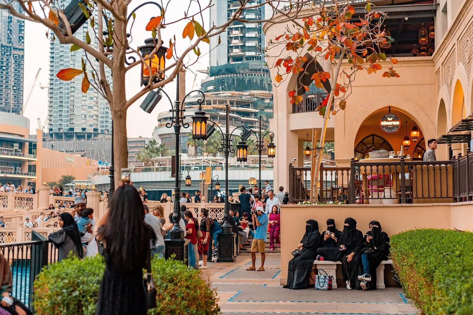 Visitors enjoying the Downtown Dubai and Souk Al Bahar area