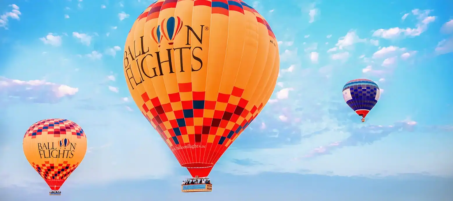Hot air balloons flying over Dubai