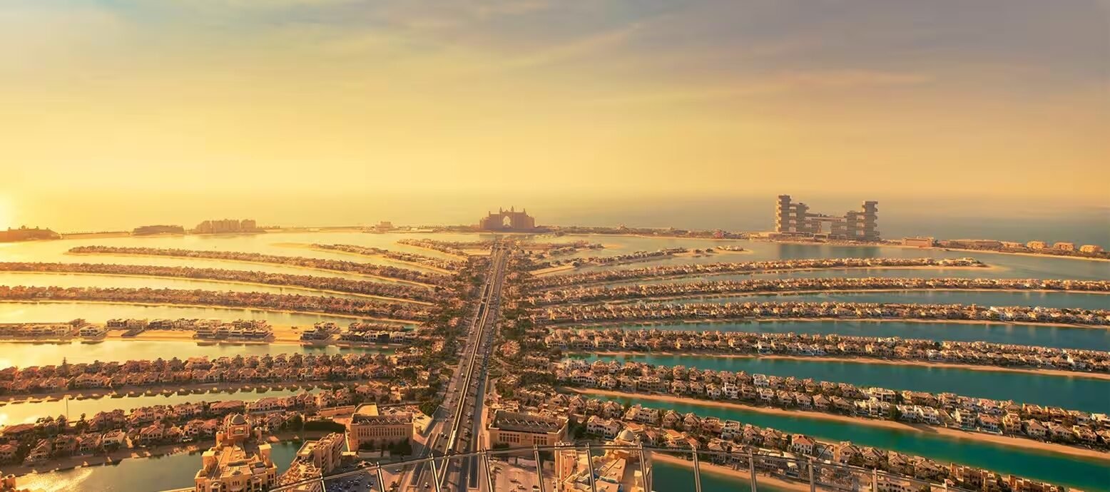 Aerial view of Palm Jumeirah from The View at The Palm