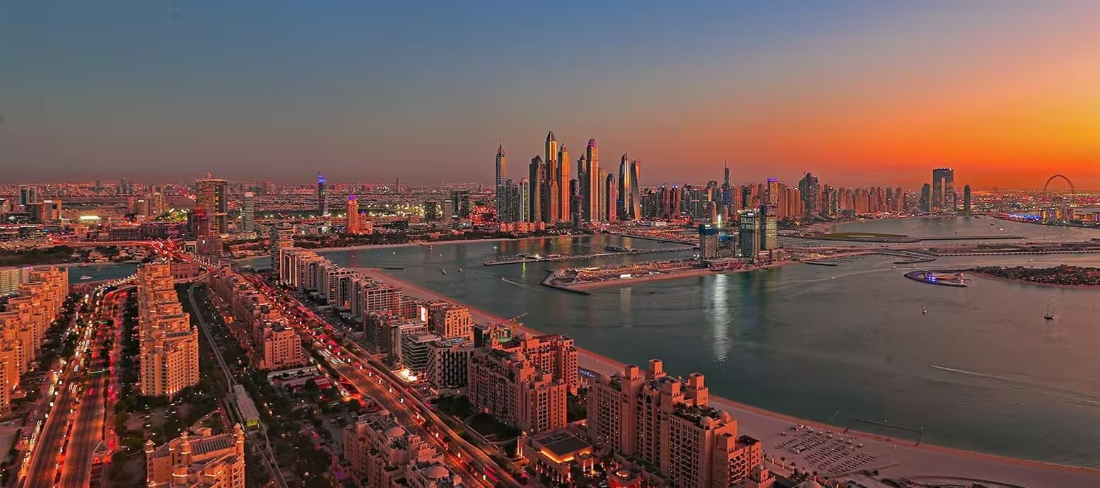 Sunset skyline view from The View at The Palm